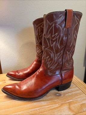 Justin Two-Tone Brown Leather Western Cowboy Boots